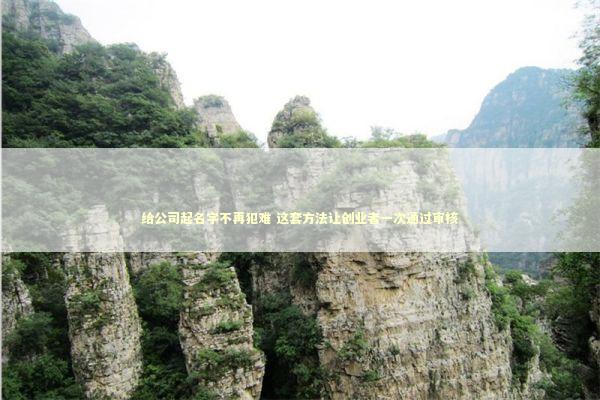 给公司起名字不再犯难 这套方法让创业者一次通过审核 企业服务